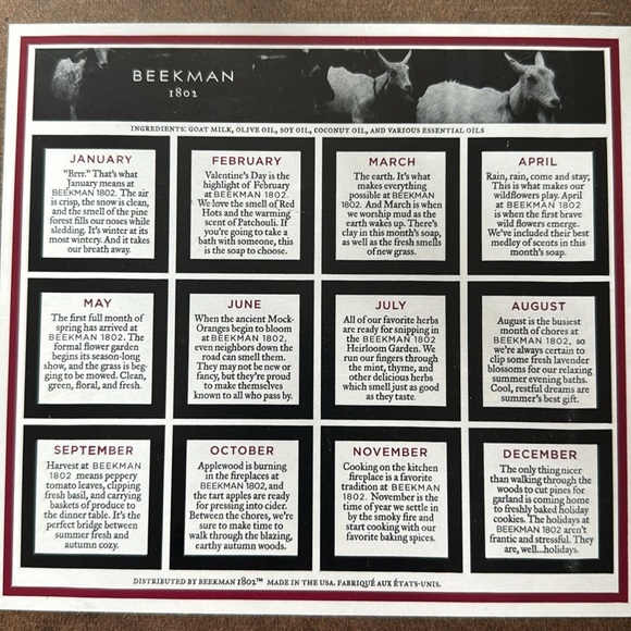 Beekman 1802 A Year in the Country 12 Month Soqp Collection - Picture 6 of 6